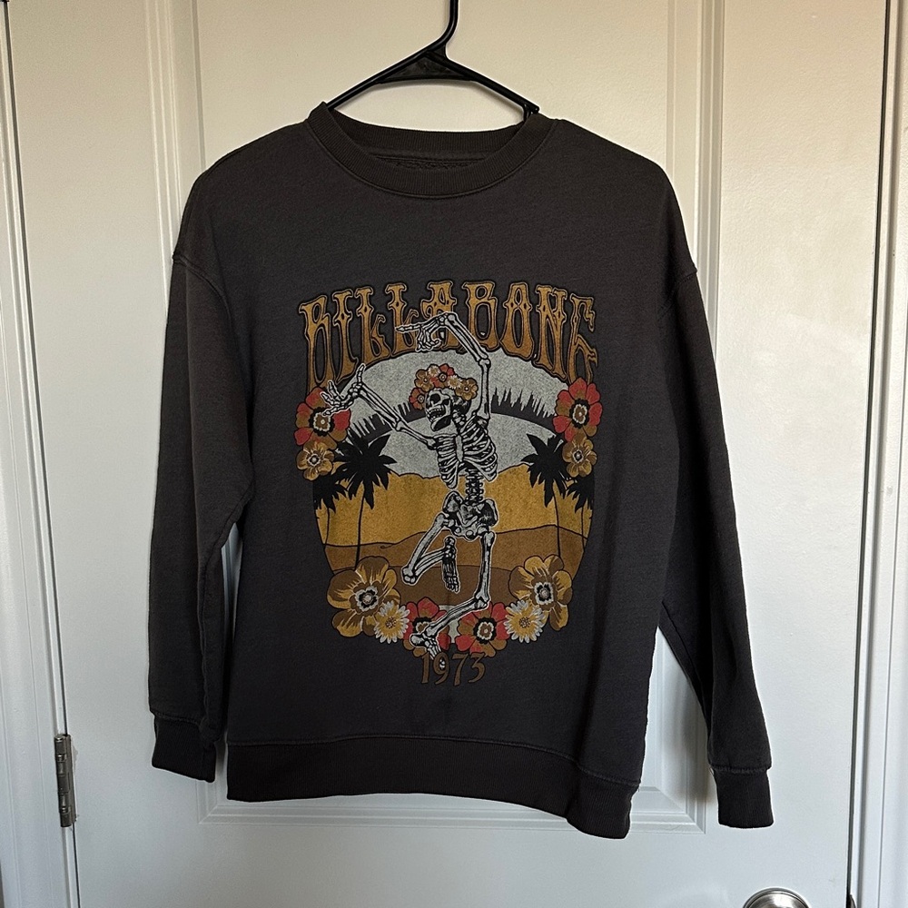 Billabong Charcoal Sweatshirt with Skeleton Graphic